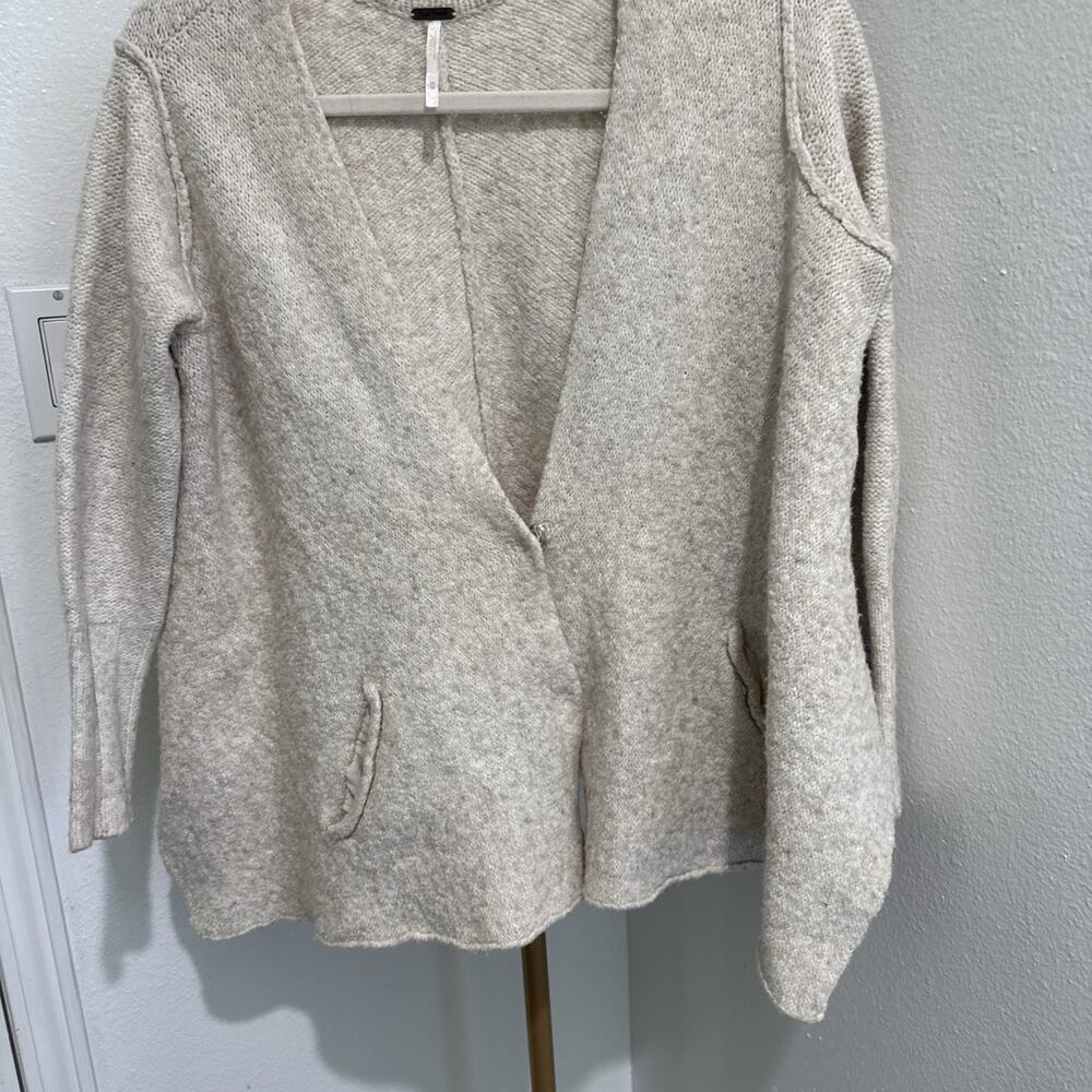 Free People Wool Blend Cardigan Sweater S Oversized Boho Hobo Bohemian Grunge‎ - Picture 3 of 8